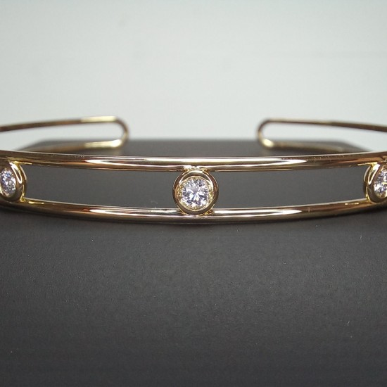 Distance Diamond Cuff Braclelet, 14K Diamond Cuff, Open Cuff Bracelet, Line Cuff Bracelet, Everyday Cuff Bracelet, Genuine Diamond Cuff