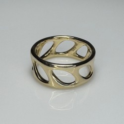 14K Solid Gold Unique Band, Wide Gold Ring, Fashion Gold Band, Open Gold Ring, Gold Statement Ring