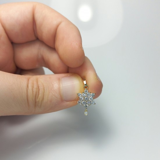 Big Snowflake Diamond Charm, Floral Diamond Pendant, 0.93ct Diamond Flower, Snowflake Diamond Pendant, Gorgeous Big Diamond Charm