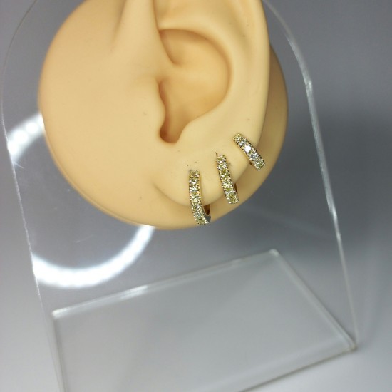 Yellow Diamond Petite Thick Diamond Huggies, Bold Cartilage Fancy Yellow Diamond Earrings, 14K-18K Tiny Huggie Hoops, Chunky Diamond Huggies