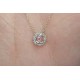 Rose Cut White Sapphire Pendant, Halo Diamond Rosecut Sapphire Necklace, Dainty Rose Cut Charm, 14K Rose Cut Halo Necklace