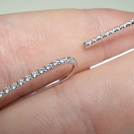 Diamond Line Earrings, 14K Diamond Threader Earrings, Minimal Pave Diamond Line, Long Bar Earrings, Simple Diamond Earrings