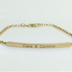 14K Personalized Bar Bracelet, Engraved Name Gold Bar, Name Monogram Initial Bracelet, There Sided Name Gold Bracelet, Personalized Jewelry