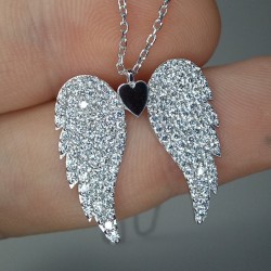 Diamond Angel Wings, 1.00ct Big Angel Wing Pendant, Unique Diamond Wing, Diamond Gift Necklace, Wing Pendant, Genuine Diamonds Pave Wing