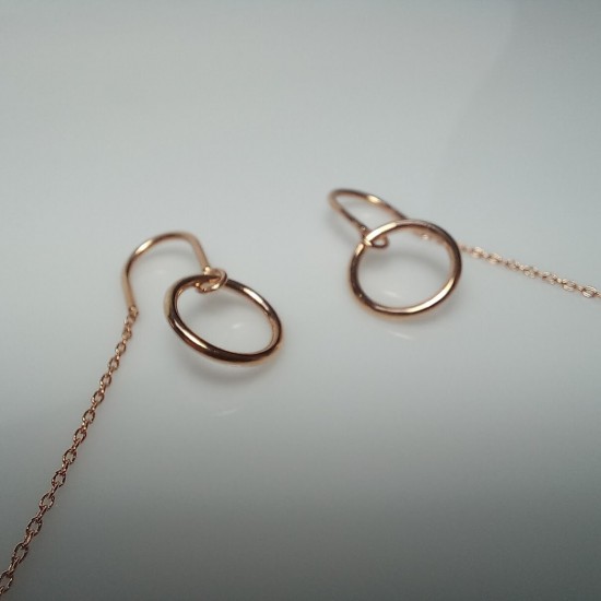 14k Solid Gold Threader Earrings, Circle Threader Earrings, Chain Earrings, Threader Earrings, Dangle Earrings