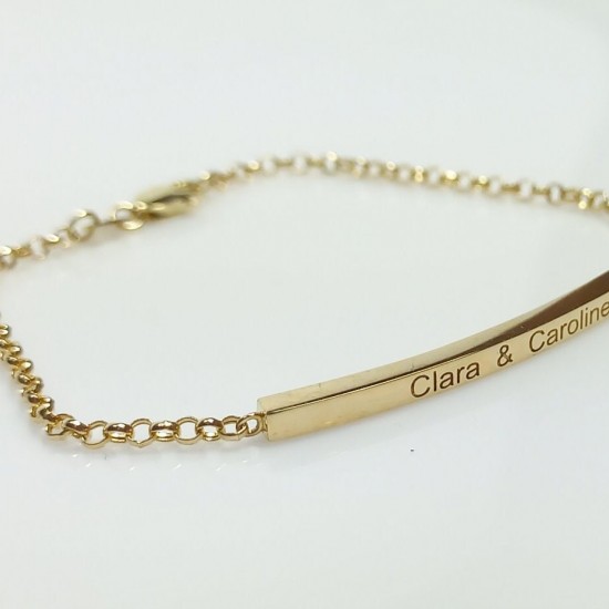 14K Personalized Bar Bracelet, Engraved Name Gold Bar, Name Monogram Initial Bracelet, There Sided Name Gold Bracelet, Personalized Jewelry