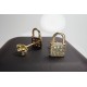 14K Padlock Pave Diamond Studs, Padlock Genuine Diamond Charm, Mother's Day Stud Earrings, Solid Gold Padlock Charm