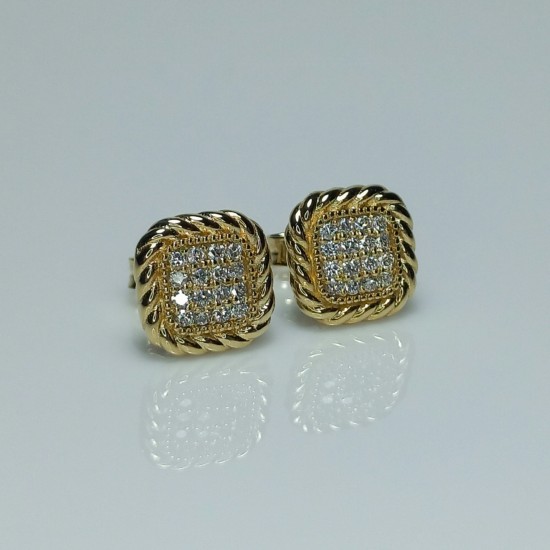 Spiral Diamond Stud, Square Shape Diamond Studs, 14K-18K Pave Diamond Studs, Unique Stud Earrings, Tiny Diamond Stud, Stackable Earrings