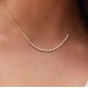 1.40 Ct 2mm Genuine Diamond Tennis Necklace, 14K Gold Prong Setting Diamond Necklace, Half Tennis Necklace With Diamond Cut Cable Chain