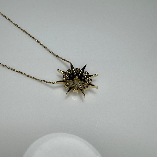 Celestial Diamond Necklace, Star Diamond Necklace, Sunburst Diamond Charm, 14K-18K Starburst Diamond Pendant, Celestial Diamond Jewelry