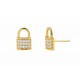 14K Padlock Pave Diamond Studs, Padlock Genuine Diamond Charm, Mother's Day Stud Earrings, Solid Gold Padlock Charm