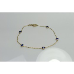 Blue Sapphire Bezel Bracelet, 14K Bezel Bracelet, Dainty Gemstone Bracelet, Sapphire Bracelet, Genuine Sapphire, Stackable Chain Bracelet