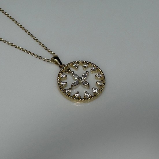 Beaded Circle Necklace, Marquise Diamond Necklace, Dangling Diamond Pendant, 14K-18K Diamond Pendant, Beaded Diamond Jewelry