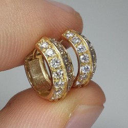 Bold Sharp Hoops, 14K-18K Knife Edge Earring, Genuine Diamond Huggies, Chunky Diamond Earrings, Unique Diamond Hoops