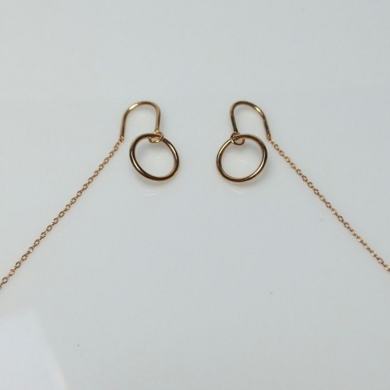 14k Solid Gold Threader Earrings, Circle Threader Earrings, Chain Earrings, Threader Earrings, Dangle Earrings