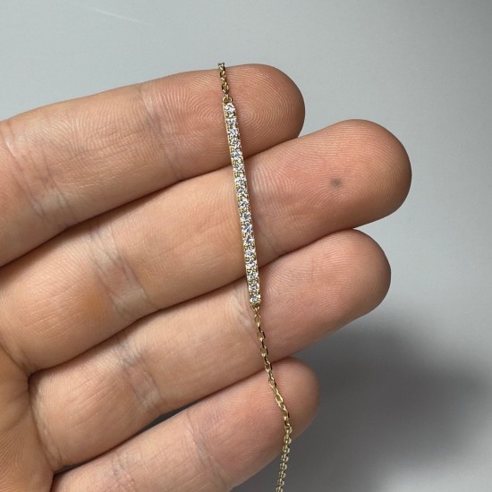 0.50ct Thick Diamond Bar Bracelet, 14K-18K Line Diamond Bracelet, Chain Diamond Bracelet, Diamond Bar Bracelet, Minimalist Diamond Bracelet