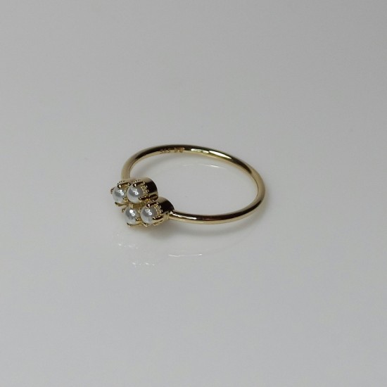 14K Natural Fresh Water Pearl Ring, Pearl Gold Ring Gift, 2.5mm Pearls Ring, Minimal Pearl Ring, Petite Pearl Ring