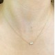 0.12Ct Baguette Diamond Necklace, Solid Gold Chain Pendant, Dainty Baguette Charm, Diamond Layer Necklace