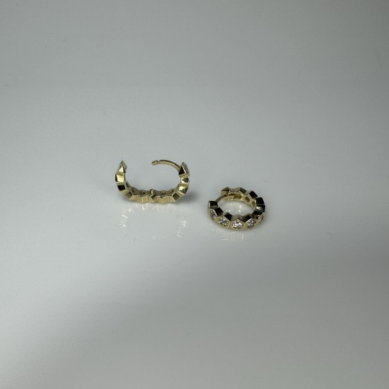 Mini Honeycomb Diamond Hoops, Beehive Diamond Earrings, Hexagon Hoop Earrings, 14K-18K Facet Diamond Hoops, Unique Diamond Hoop Earrings