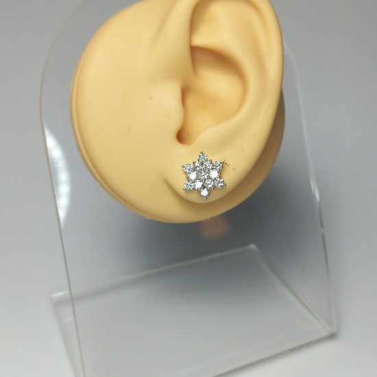 Big Snowflake Diamond Studs, Floral Diamond Earrings, 1.80ct Diamond Flower, Snowflake Diamond Earrings, Gorgeous Big Diamond Stud Earrings