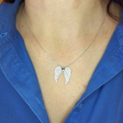 Diamond Angel Wings, 1.00ct Big Angel Wing Pendant, Unique Diamond Wing, Diamond Gift Necklace, Wing Pendant, Genuine Diamonds Pave Wing