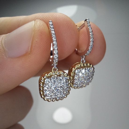 Cushion Shape Diamond Earrings, 14K-18K Pave Diamond Statement Hoops, Beaded Diamond Huggies, Multi Pave Diamond Earrings