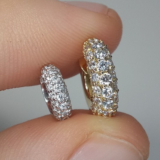 Thick Pave Diamond Hoops, Half Eternity 1.00ct Diamond Dome Huggies, 14K-18K Thick Pave Diamond Earrings, Big Pave Genuine Diamond Hoops