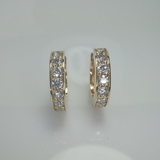 Diamond Earrings, Channel Diamond Earrings, Thick Diamond Huggies, Bold Diamond Earrings, 14K Huggie Hoops, 18K Chunky Big Diamond Huggies