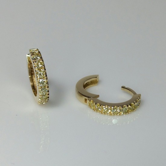 Yellow Diamond Big Thick Diamond Huggies, Bold Fancy Yellow Diamond Earrings, 14K-18K Huggie Hoops, Chunky Big Diamond Huggies