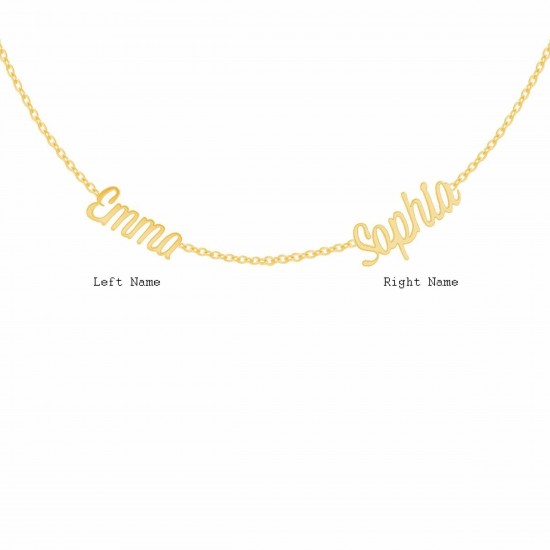 Two Name Necklace, Name Charm, 14K Name Pendant, Solid Gold Necklace, Customize Letters Necklace, Personalized Name