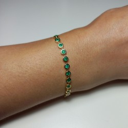 Natural Colombian Emerald Bracelet, Bezel Emerald Bracelet, Half Eternity Emerald Bracelet, Emerald Birthstone, Bezel Set Bracelet