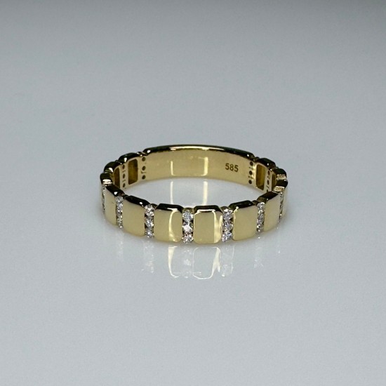 Rectangle Shape Band, Channel Set Diamond Band, 14K-18K Distance Eternity Diamond Ring, Geometric Anniversary Ring, Flat Diamond Band