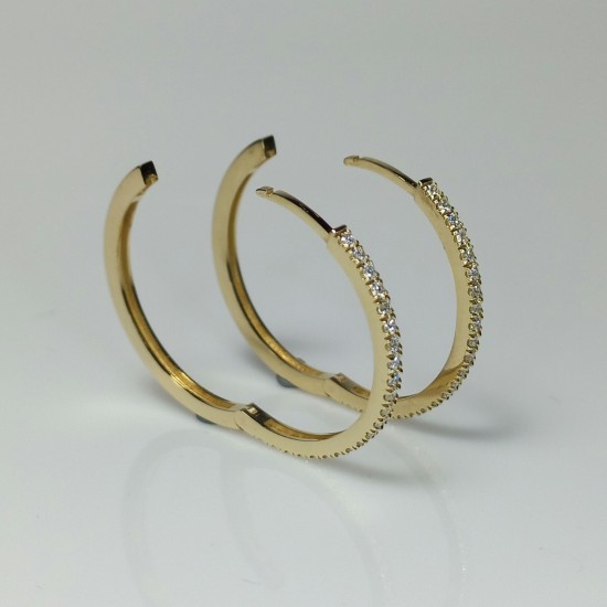 14-18K Large Diamond Hoops, 20MM Diamond Hoop Earrings, Large Diamond Hoops, Genuine Diamond Hoops, Thin Diamond Hoop Earrings