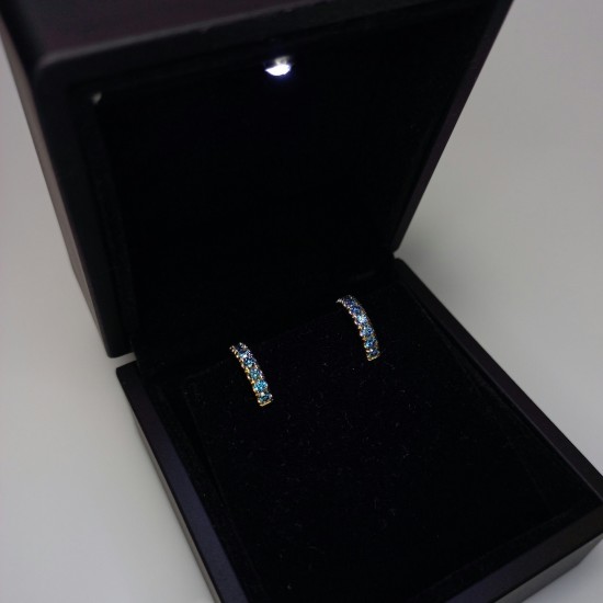 Blue Diamond Big Thick Diamond Huggies, Bold Fancy Blue Diamond Earrings, 14K-18K Huggie Hoops, Chunky Big Diamond Huggies