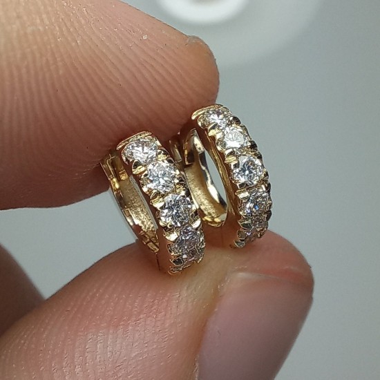 Petite Thick Diamond Huggies, Bold Cartlige Diamond Earrings, Big Diamond Small Hoop Earrings, 14K Tiny Huggie Hoops, Chunky Diamond Huggies