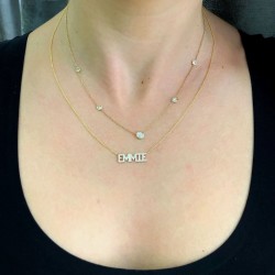 14K Diamond Name Necklace, Custom Name Pendant, Name Necklace, Diamond Name Plate, Gold Word Necklace