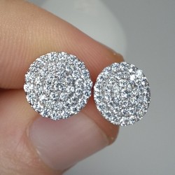 1ct Pave Diamond Disc Stud, 10mm Diameter Circle Diamond Studs, Multi Diamond Round Earrings, Big Size Diamond Disc Earrings, Christmas Gift