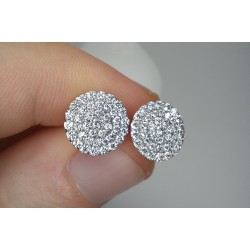 1ct Pave Diamond Disc Stud, 10mm Diameter Circle Diamond Studs, Multi Diamond Round Earrings, Big Size Diamond Disc Earrings, Christmas Gift