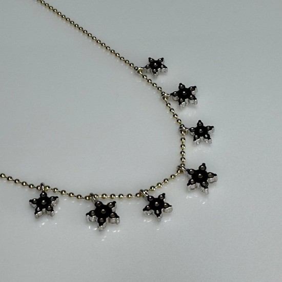 14K-18K Tiny Stars Diamond Necklace, Layering Diamond Pendant, Star Charm Necklace, Celestial Diamond Necklace, Multi Star Dangling Necklace