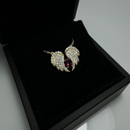 Diamond Rhodalite Angel Wings, 0.90ct Angel Wing, Unique Diamond Wing, Diamond Gift Necklace, Wing Pendant, Genuine Diamonds Pave Wing