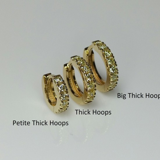 Yellow Diamond Big Thick Diamond Huggies, Bold Fancy Yellow Diamond Earrings, 14K-18K Huggie Hoops, Chunky Big Diamond Huggies