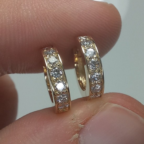 Diamond Earrings, Channel Diamond Earrings, Thick Diamond Huggies, Bold Diamond Earrings, 14K Huggie Hoops, 18K Chunky Big Diamond Huggies