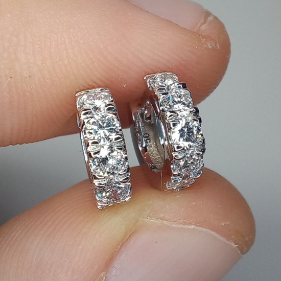 Petite Thicker Diamond Huggies, Bold Cartlige Diamond Earrings, Big Diamond Small Hoop Earrings, 14K-18K 0.70ct Hoops, Chunky Diamond Huggie