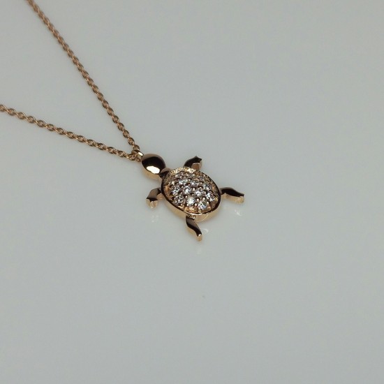 Turtle Diamond Necklace, Tortoise Diamond Charm, 14K-18K Minimal Turtle Necklace, Animal Lover Necklace, Sea Turtle Necklace