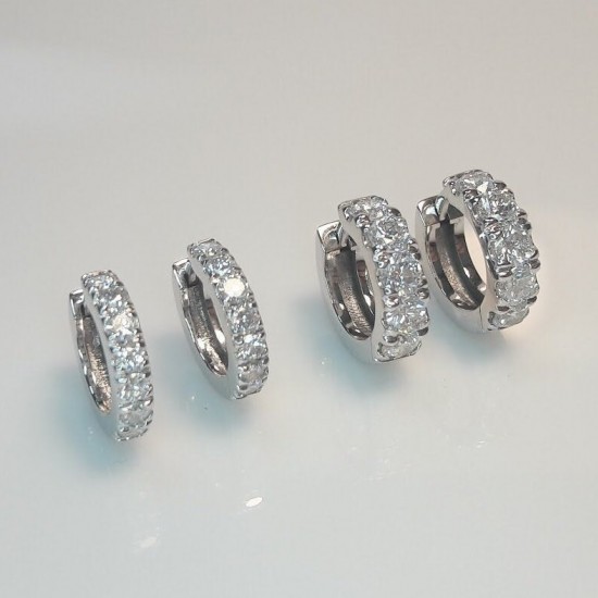 18K Extra Thick Diamond Huggies, 3MM Diamonds Hoops, Bold Diamond Earrings, 14K 1.10ct Huggie Hoops, Chunky Big Diamond Huggies