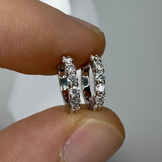 Classic 0.50ct Diamond Huggies, 2MM Diamond Huggies, 18K Bold Diamond Earrings, 14K Big Diamond Huggies, Single Prong Diaomond Hoops