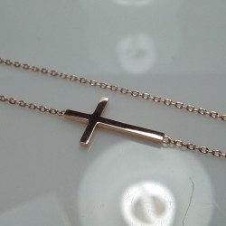 14k Solid Gold Sideways Cross Necklace, Sideway Cross Charm, Gold Cross Pendant, Halloween Gold Cross Gift, Gift Necklace For Halloween,