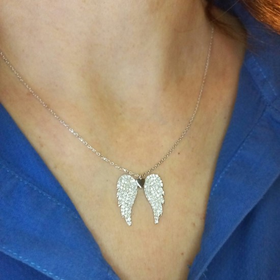 Diamond Angel Wings, 1.00ct Big Angel Wing Pendant, Unique Diamond Wing, Diamond Gift Necklace, Wing Pendant, Genuine Diamonds Pave Wing