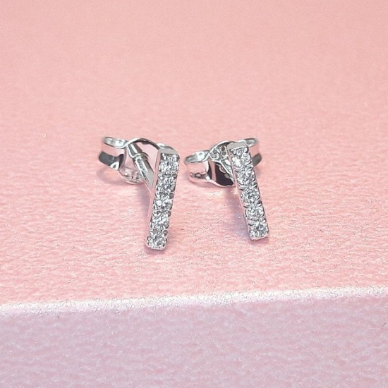 Diamond Bar Studs, 14K Line Diamond Earrings, Pave Diamond Bar, Short Bar Studs, Dainty Diamond Bar