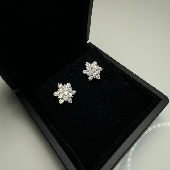 Big Snowflake Diamond Studs, Floral Diamond Earrings, 1.80ct Diamond Flower, Snowflake Diamond Earrings, Gorgeous Big Diamond Stud Earrings